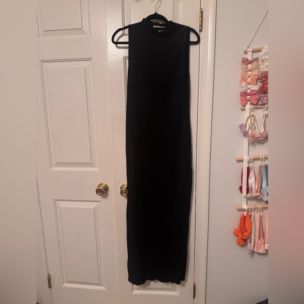 Fashion Nova Black Sheath Maxi Dress Mock Neck
